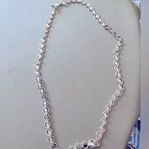 Long silver coin chain necklace